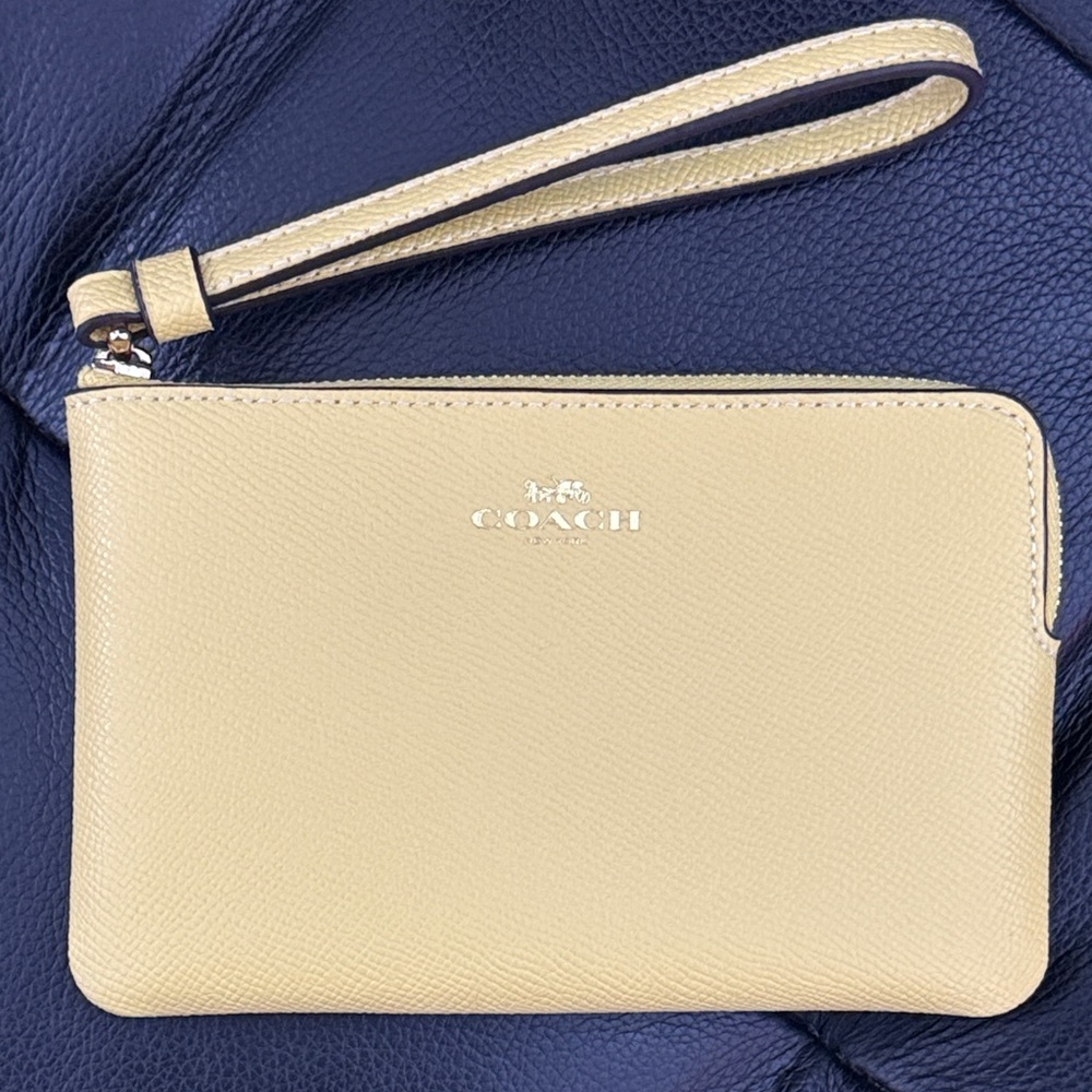 Coach Soft Yellow and Gold Logo Wristlet Clutch - Picture 2 of 16